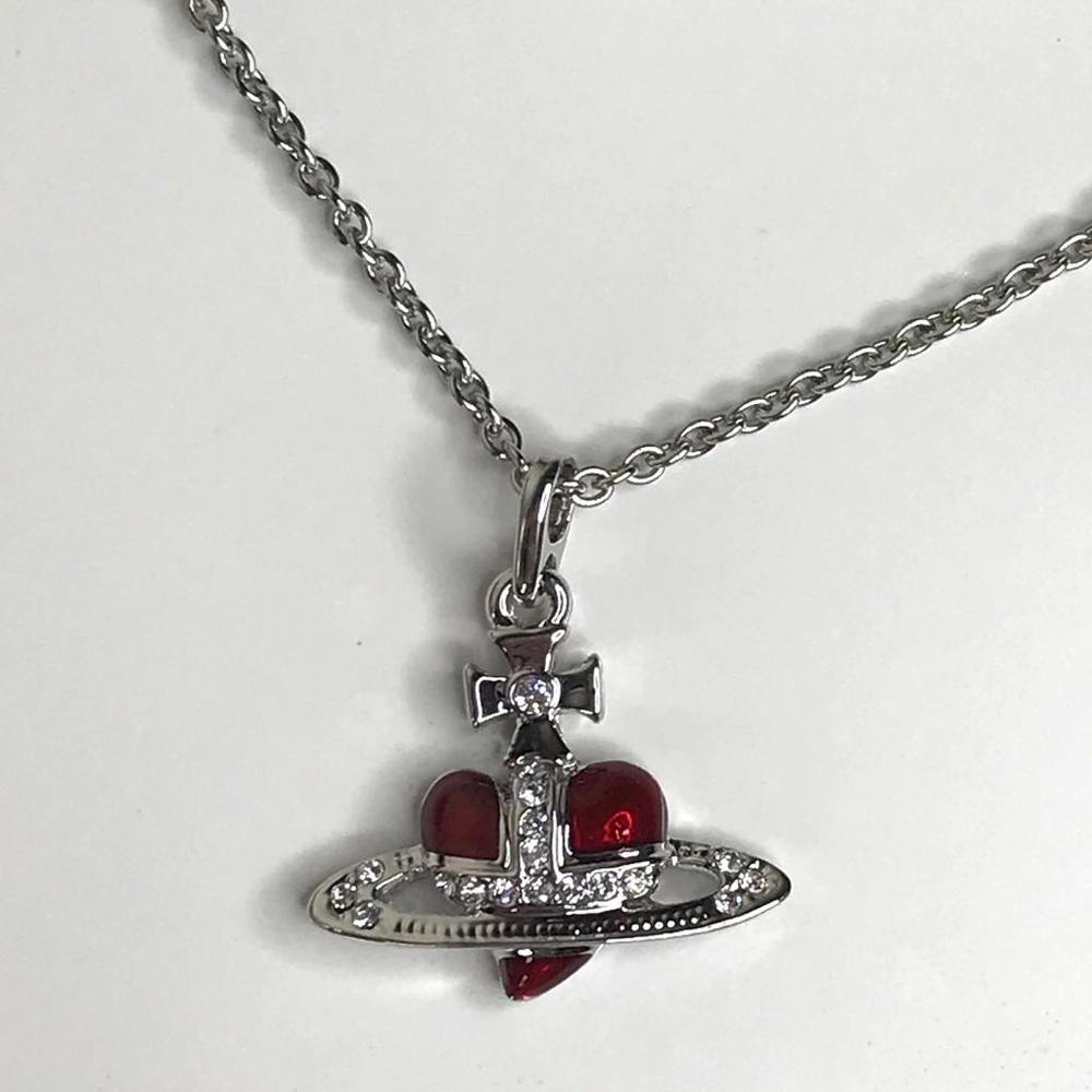 Vivienne Westwood Red Enamel Heart Orb Necklace